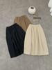 Pepper Patch Women's Elastic Waist Cotton Midi Skirt - Korean Style A-line for Spring/Summer