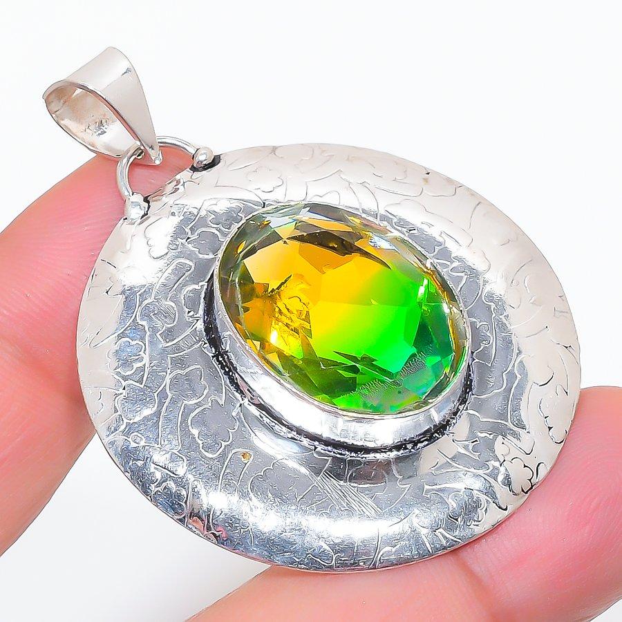 

Bi-Color Tourmaline Handmade 925 Sterling Silver Jewelry Pendant 2.05 M2Z99