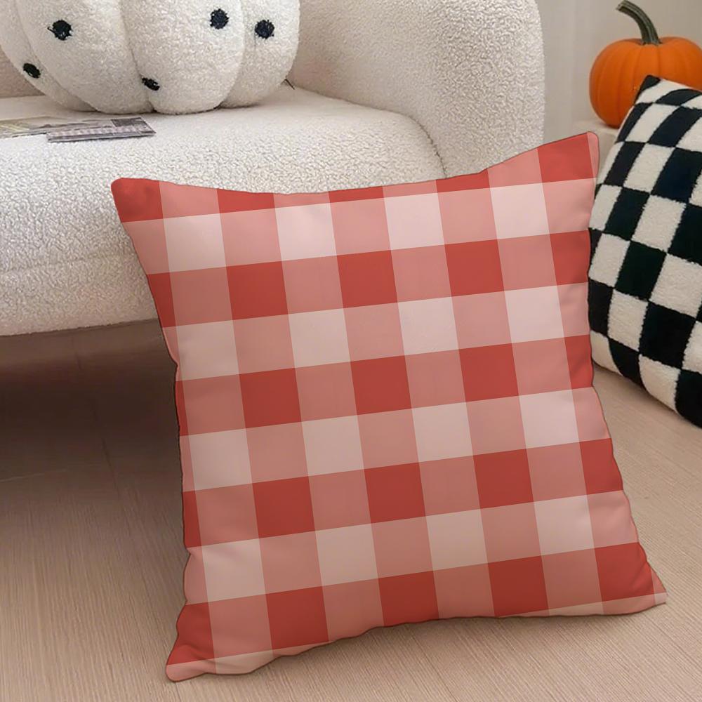 Klasyczny czerwony wzór w kratę Tartan Poszewka na poduszkę Pokrowiec na poduszkę do rzucania Ukryty guzik Trwały poliester Poduszka na krzesło