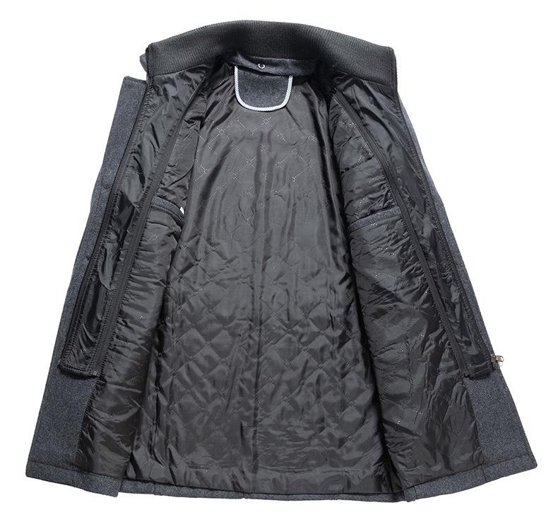 Pánský vlněný business kabát s odnímatelným dvouvrstvým límcem, podzimní/zimní zesílené bavlnou silné svrchní oblečení