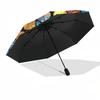 1pc Stained Glass Mandala Design Automatic Folding Umbrella - Portable 3-Fold Design, 8-Bone Iron Frame Outdoor Umbrella, Perfect Festival Gift for Fa