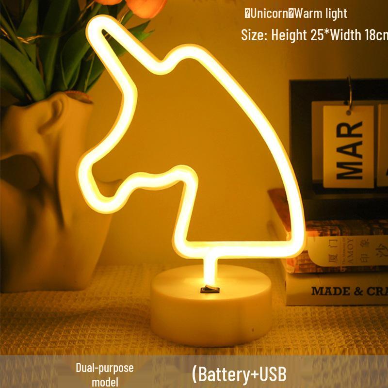 Korean Style Flamingo LED Neon Night Light - Decorative Christmas Fairy Accent with Round Base