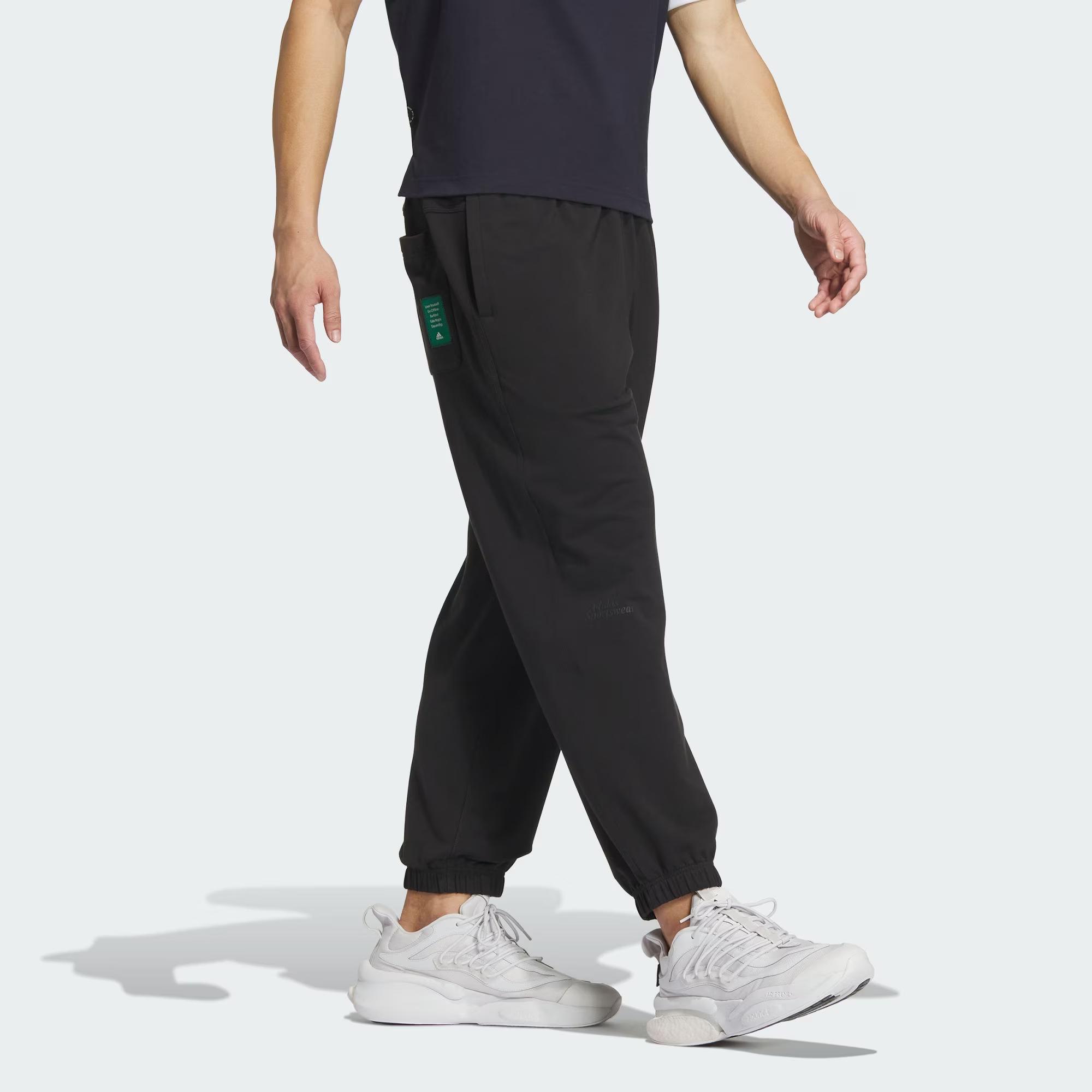 

Новые легкие брюки из французского махрового трикотажа Adidas, вязаные спортивные брюки, мужские, черные IT3943 S