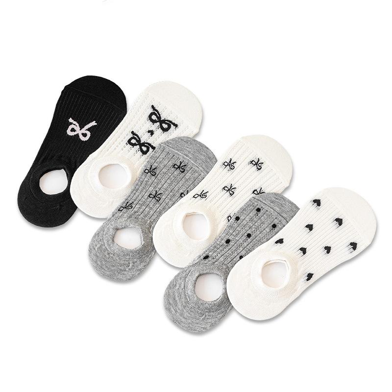 5 Paar Damen Frühling und Sommer Dünnes Netz Schleife Atmungsaktiv Flachmündig mit Niedlichen Unsichtbaren Socken