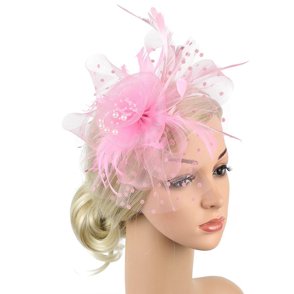 Wedding Fascinator Hat Cocktail Tea Party Headband Feather Headpiece & Gloves Set for Women Girls