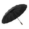 Ten-bone three-fold automatic umbrella, bumping cloth fabric, oversized solid wood handle, retro men's and women's three-fold umbrella