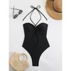 Sexy Halter Top Bikinis Bandeau Swimwear One Piece Women Swimsuit Female Bath Bathing Suit Swimming for Beach Wear Monokini