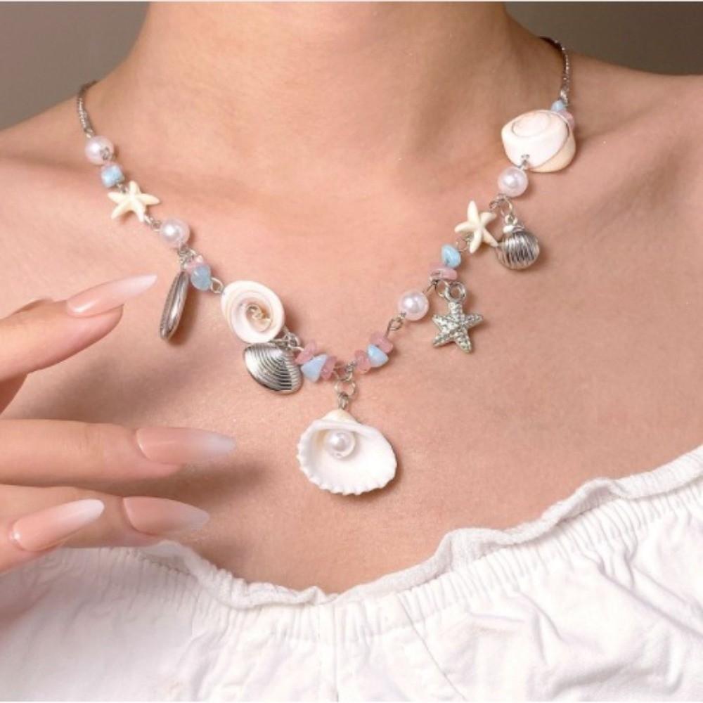 Zinc Zinc Alloy Ocean Themed Necklace Sweet Cool Chain Necklace Aesthetic Shell Pearl Choker Vacation