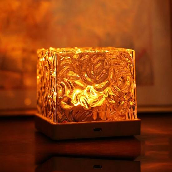 Ocean Wave Projector Table Light with Remote 16 Colors Changing Water Ripple Projection Night Lamp Kids Room Bedroom Bathroom Decorative Ambient Light