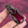 Faceted Kashmir Ruby Real Gemstone Pendant Copper Wire Wrapped Handmade Jewelry