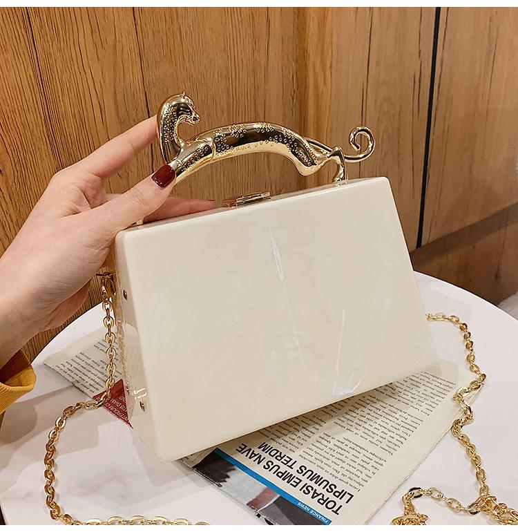 Fashion acrylic box bag  new European and American candy color portable dinner bag chain messenger bag