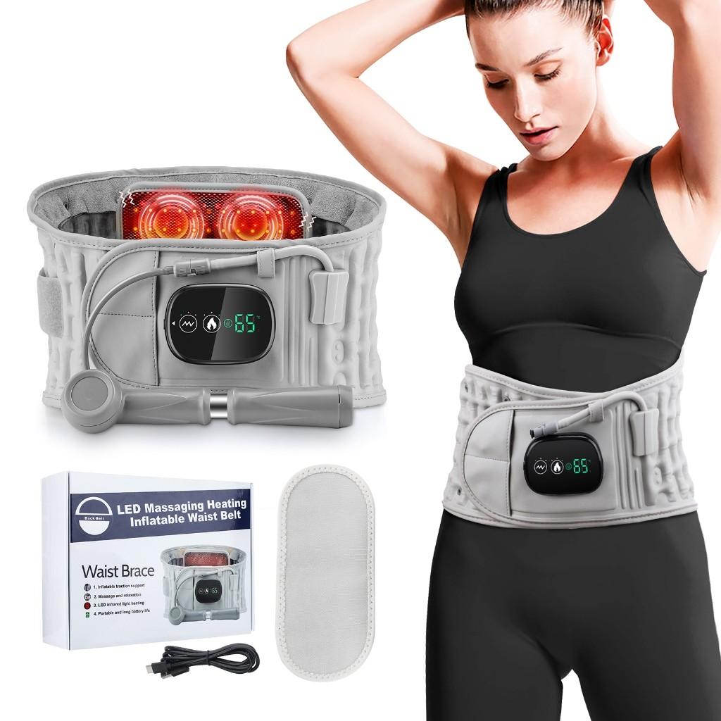 Spinal Lumbar Inflatable Back Brace Red Light Heating and Massage Therapy Belt Low Back Pain Relief Decompression Back Belt