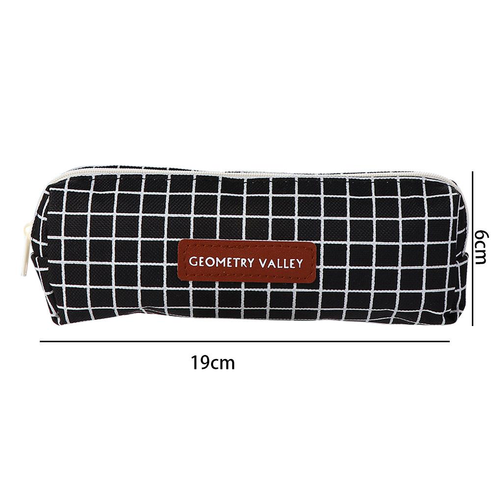 Stationery Bag Geometry grid School Supplies Pen Holder Canvas Pencil Case Pen Case Pencil Pouch