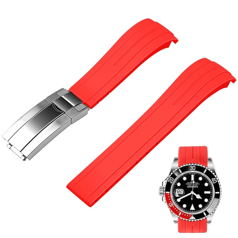 

[Juntan] 20 mm 22 curve end rubber watch band, taper Silicone Curve Replacement Watch Strap Men Women Classic diving buckle and
