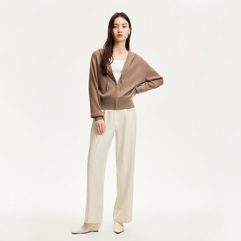 

VEROMODA Women s Ribbed Wool Blend Hooded Zip Cardigan XS