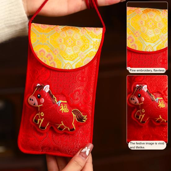 Chinese New Year Red Envelope Fabric Lucky Money Pockets for Cash