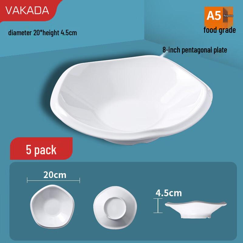 VAKADA Melamine Restaurant Serving Bowls, Round, 5-Pack