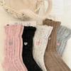 Thickened Lace Idea Yarn Wool Socks Children'S Love Embroidery Medium Tube Socks Warm Thick Line Stacking Socks