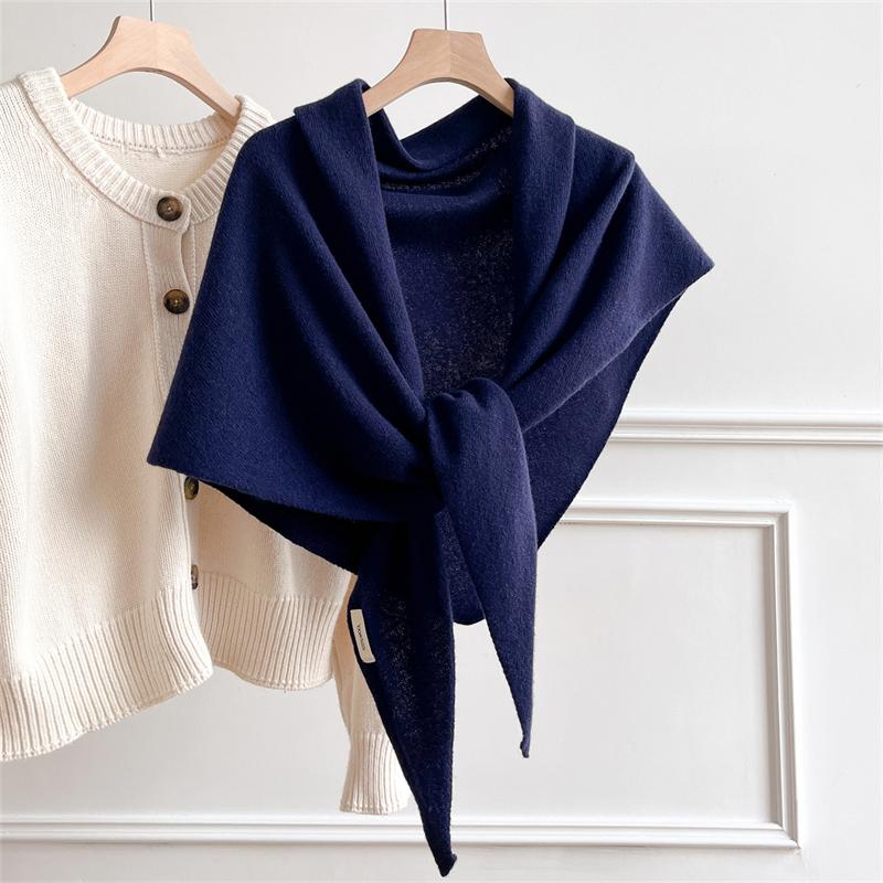 Wool Winter Scarf Women Korean Style Autumn Winter Triangle Scarf Thickened Warm Shawl Big Size Scarf Solid Soft Shawl