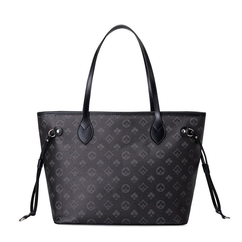 

New women s bag playing card printing contrasting color portable mother and child bag retro commuter women s large-capacity tote bag