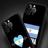 Coque de téléphone de luxe pour iPhone 11 12 13 15 16 14 Pro Max X XR XS 7 8 Plus 2020 Noir Housse souple Funda Drapeau Argentine Football 10
