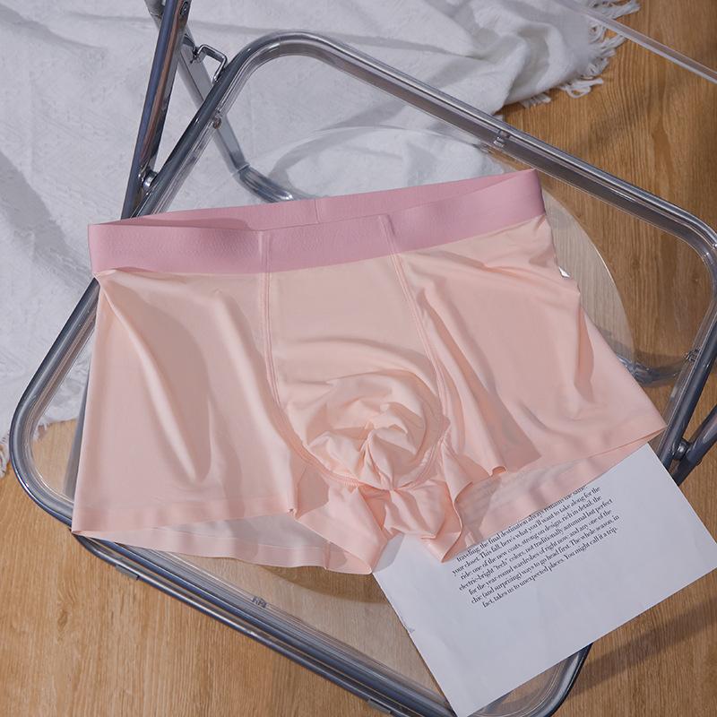 Summer Men's Ice Silk Underwear Youth Four Cornered Underwear Mid Waist Elastic Shorts