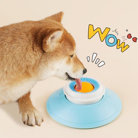 Pet Lick Bowl Dog Liquid Treat Feeder Lick Toy with Suction Cup Fun Slow Feeder with Rotating Ball Non-Slip Licking Bowl for Dogs Cats Enrichment