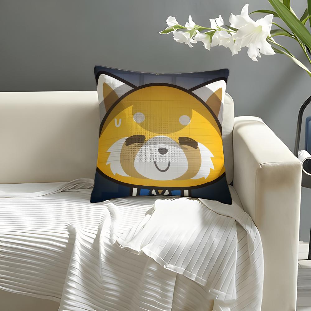 Cute anime AaggretsukoES Pillow Case Natural Linen Organic Fabric DoubleSided Printing Sofa Home Decor Cushion Cover