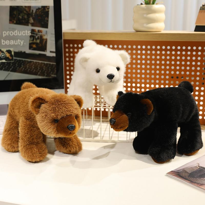 Lifeilke Plush Bear Doll 3 Colors Simulation Stuffed Huggable Brown /Black Bear Toy Birthday Gift Good Quality Pillow Decoration