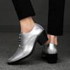 Men High Heels Silver Derby Wedding Dress Dance Business Gold Elevator Shoes Height Increase Tuxedo Prom Blazers Shoes Plus Size
