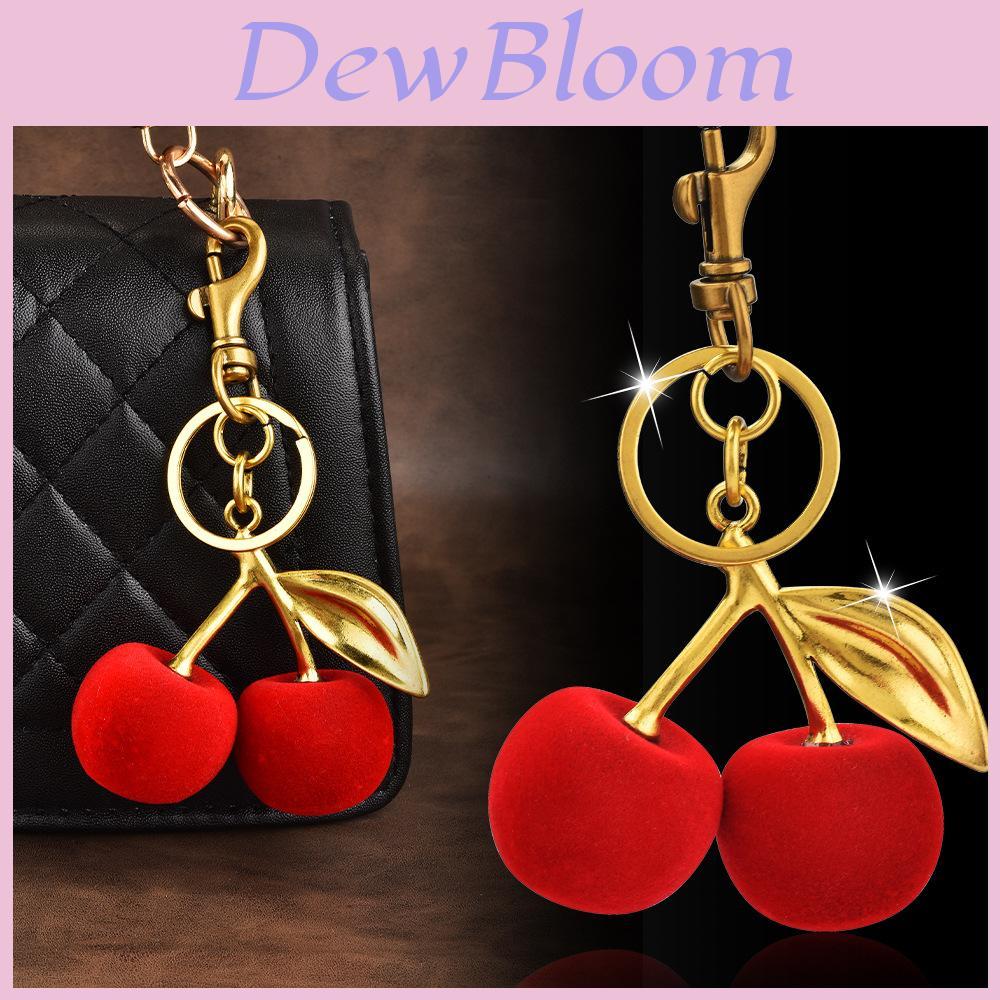 Cherry Fruit Bag Charm With Plush Finish For Handbags And Keychains