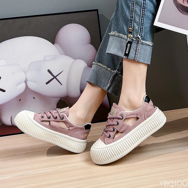 New Hollow Out Sports Women's Shoes 2025 Breathable Casual Thick Soled Vulcanized Board Shoes Platform Sneakers Zapatos De Mujer