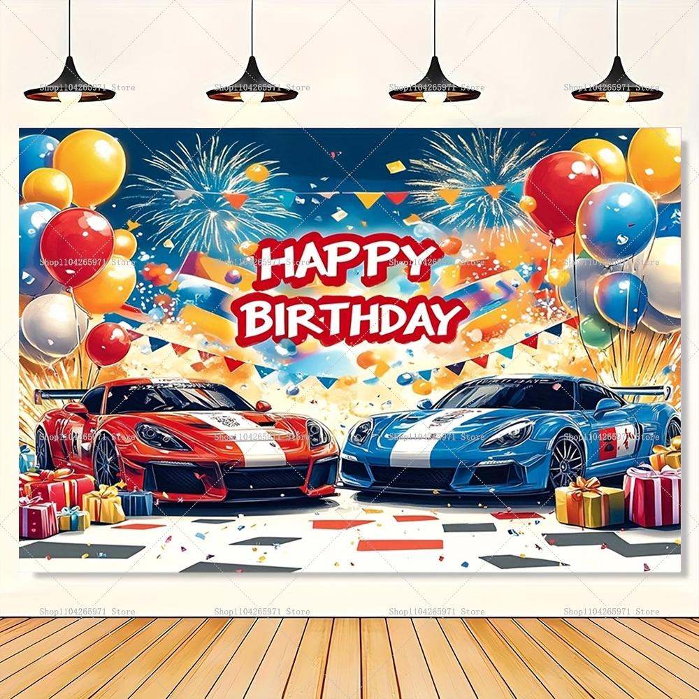 Racing Car Theme Backdrop Hot Wheels-Wild Hot Racer Children Birthday Party Decorations Background Photozone Props Boys Gifts