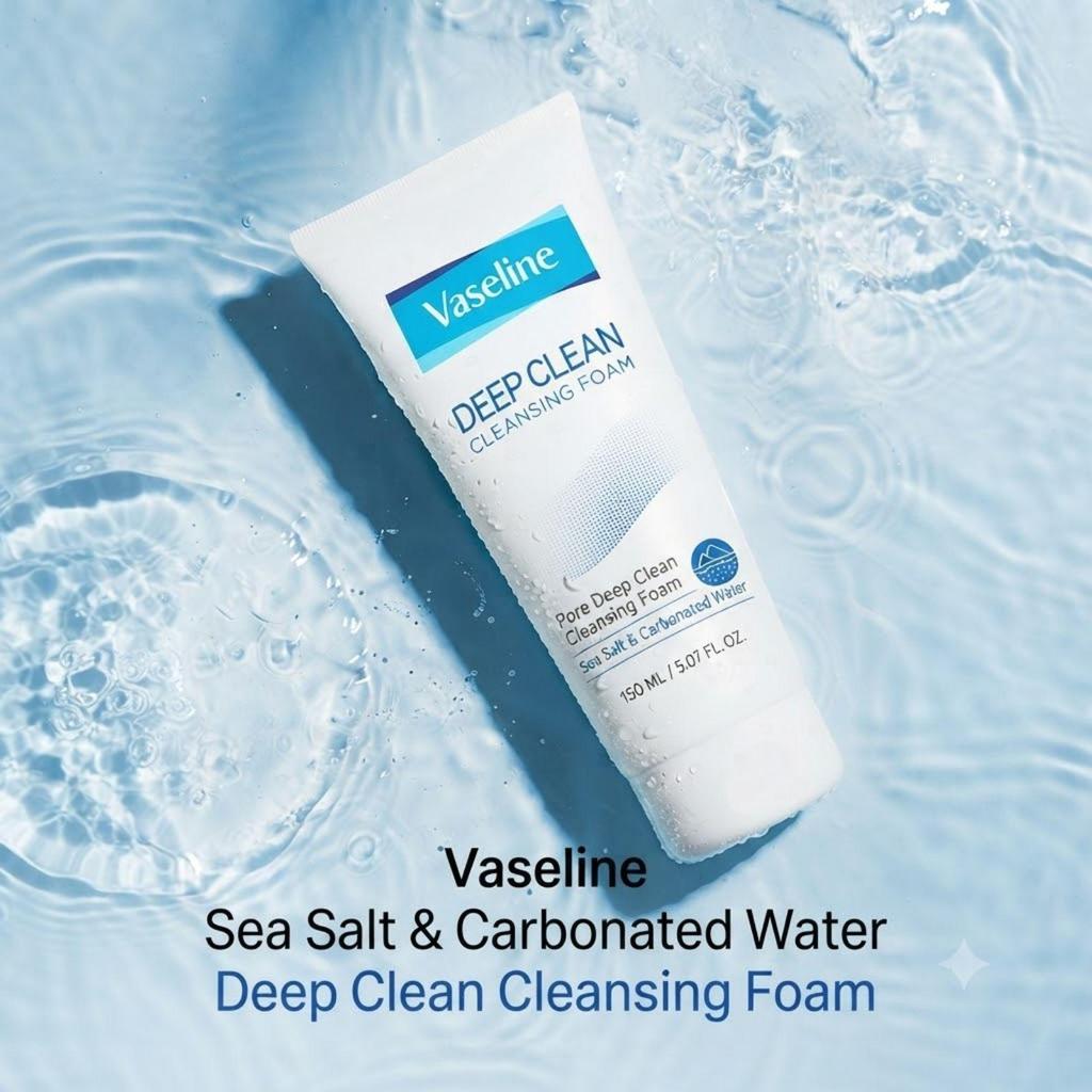 Vaseline Deep Clean Cleansing Foam Sea Salt & Carbonated Water Facial Cleanser 150ml × 4