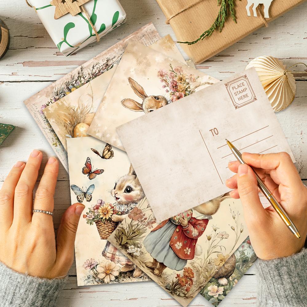 32pcs, Vintage Easter Postcard/country Rustic/indoor Bedroom Decoration/wall Sticker/congratulations Message Card/mailing