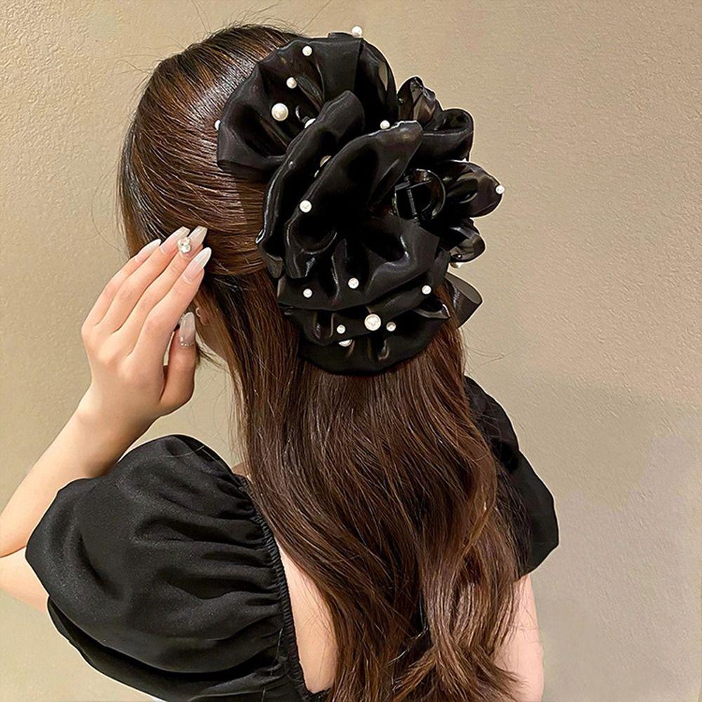 

Bow Hair Claws Pearl Claw Clips for Thick Hair Temperament Hair Pins Women