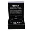 Engraved Stainless Steel Leather Bracelet with Magnetic Clasp – 'To My Man' Gift Set