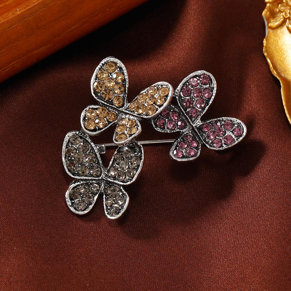 SKEDS Elegant Women Men Fashion Full Crystal Butterfly Flower Brooches Badges Shiny Boutique Decoration Rhinestone Pins Jewelry