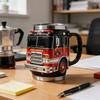 Portable Insulated Fire Truck Shape Coffee Cup with Detailed Design Drinking Cup Suitable for Gift Givings or Individual