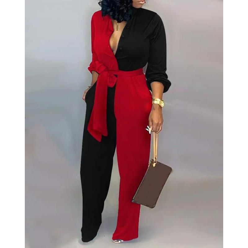 Women's Loose Large Size Jumpsuit 1116 Autumn and Winter High Waist Casual Straight Jumpsuit Europe