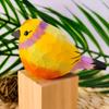 Colorful Bird Ornament with Wood Base Handmade Engraving Process Crafts Art Healing Bird Carving Decoration Feather Animal Model Desktop Ornament