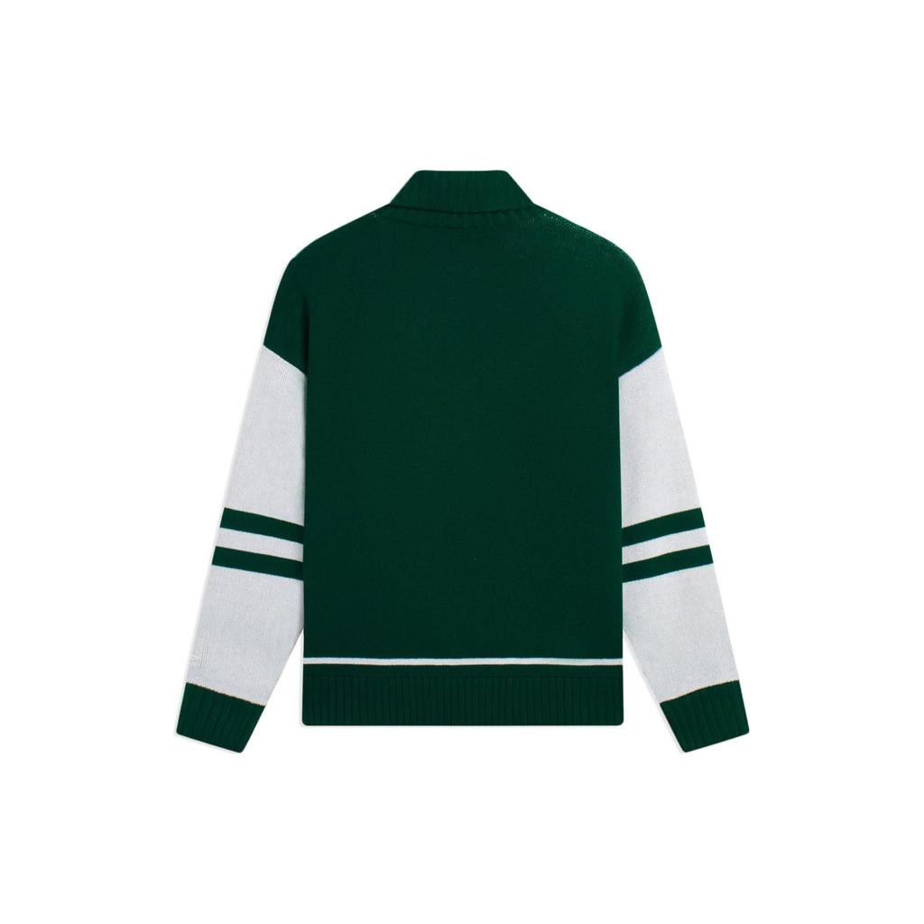 Li Ning Sports Lifestyle Series Letter Embroidery Stripe Detail Zipper Long Sleeve Sweater Unisex Sweater Green AMBS185-6