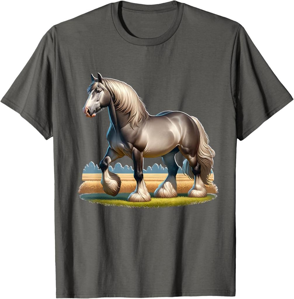 Majestic Belgian Draft Horse Graphic Print Men's Casual Cotton T-Shirt Trip Wear