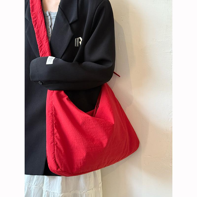 Folded Drawstring Cloud-shaped Bag - Large Capacity, Laid-back Style, Single Shoulder Crossbody Bag, Commuting Bag