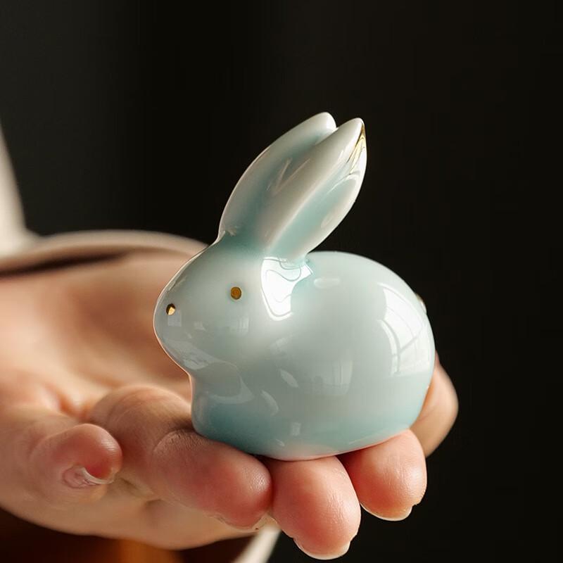 Zhinianhua Ceramic Cute Rabbit Tea Pet Pair