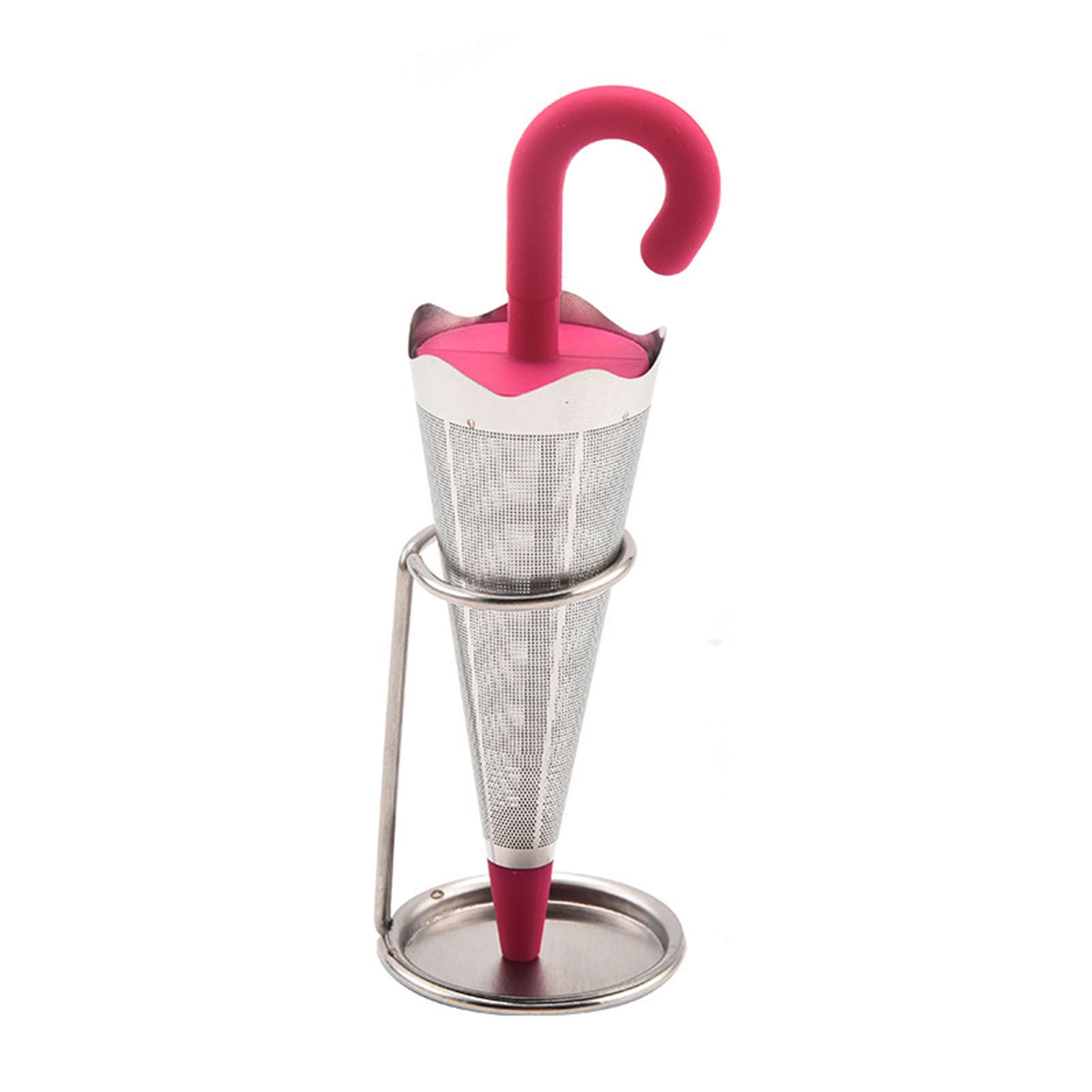 

Lovely Umbrellas Shaped Tea Infuser With Rack Metal Reusable Tea Filter Birthday Gifts красный