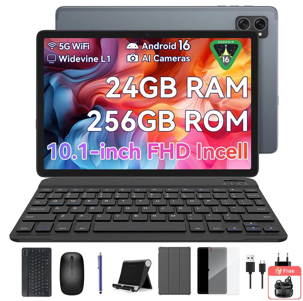 TABWEE T20 Android 16 24GB RAM 256GB ROM Tablet 10 Inches 1280x