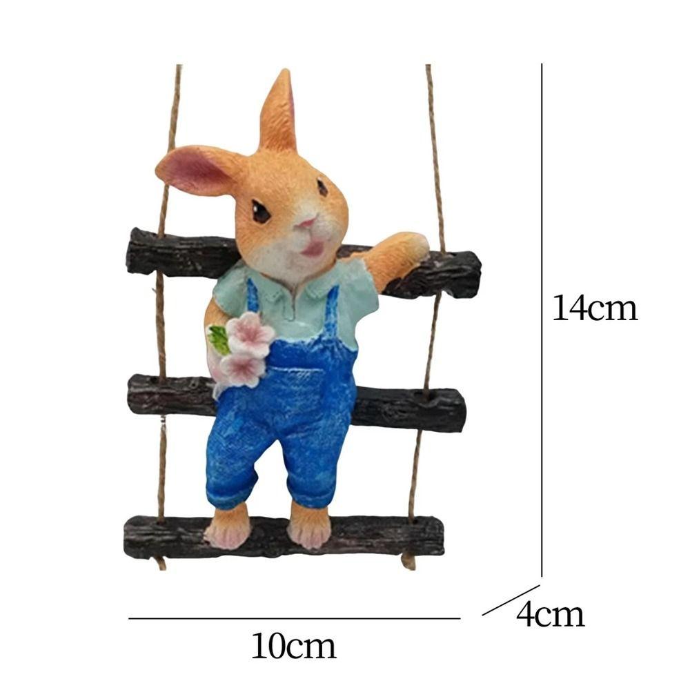 Cute Rabbit Tree Hanging Cartoon Animal Sculpture Crafts Miniatures Figurine  Valentine's Day