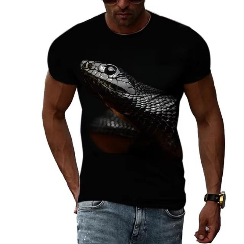 Horror King Cobra Graphic T Shirt Men 3D Printed Snake T-shirt Casual Streetwear Men Clothing Summer O Neck Tops Tee