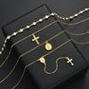 4-teiliges Mode Kreuz Porträt Halsketten Set Schmuck Frauen Trendy Glänzend Täglich Party Accessoire Dekorativ Geschenkidee Für Sie
